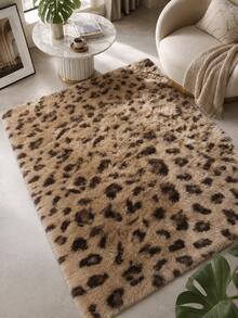 1 pieza Alfombra de peluche con estampado de leopardo, suave y cómoda, adecuada para sala de estar, cocina, dormitorio, baño - Multicolor - Ver 3