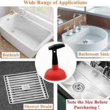 Dụng cụ thông tắc bồn rửa mini, tay cầm ngắn dễ sử dụng, công cụ thông tắc cống mạnh mẽ, thích hợp cho bồn rửa nhà bếp, vòi sen, cống thoát sàn phòng tắm, bồn tắm, màu đỏ. - B - Xem 5