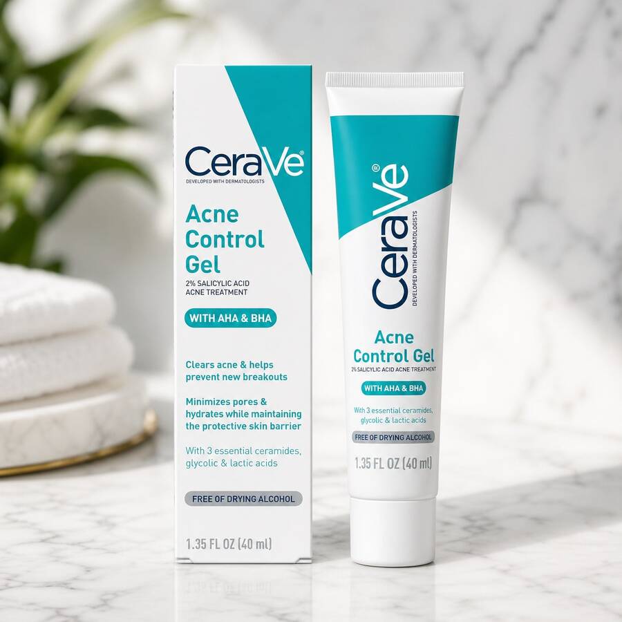 CeraVe Acne Control Gel, 2% Salicylic Acid Treatment With Glycolic Acid + Lactic Acids + Niacniamide, Acne Gel Helps Clear Blemishes Without Over Drying 1.35 Fl Oz - Ngôi sao - Xem 1