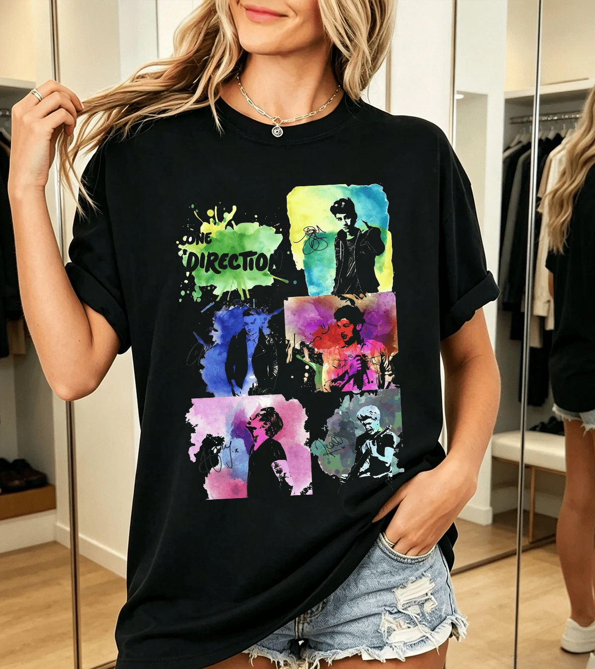 O-One D-Directions T-Shirt, 100% Cotton, For Fans. - Black - View 1