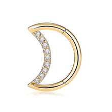 1pc G23 Titanium Moon CZ 16G Septum Nose Rings Hoop Piercing Cartilage Segment Clickers Helix Cartilage Tragus Earring Women Body Jewelry - Moon-shaped Perforated Jewelry - View 10