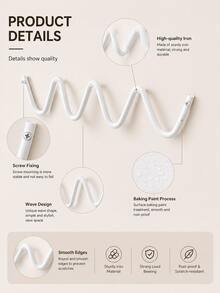 Creative Wave Design Metal Wall Hooks - Elegant Nordic-Style Coat And Hat Holders With Smooth Curved Shapes, Suitable For Home Organization, Hotel Decoration, And Fashion Store Displays, Multi-Function Hooks For Hanging Jackets, Hats, Bags, Umbrellas - Multicolor - View 2