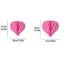 7Pcs Heart Honeycomb Ball Watermelon Paper Lantern Hanging Decor Set, Foldable Paper Ornament For Wedding Engagement Party Ceiling Decor Foldable Paper Ornament For Wedding Engagement Party Ceiling Decor - View 5