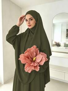 Bộ 2 món váy Abaya Khimar rộng rãi, thoải mái bằng vải Nida dành cho nữ, thích hợp cho việc cầu nguyện ngoài trời, phù hợp cho mọi mùa, trang phục Hồi giáo, khăn trùm đầu cầu nguyện (Hijab), trang phục ngày lễ. - Nhiều màu - Xem 43