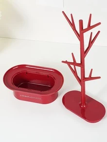 Portaoggetti gioielli a forma di albero a 6 ripiani. Adatto per conservare orecchini, collane, bracciali, orologi, anelli, fermagli per capelli, elastici per capelli, chiavi, ecc. Può essere utilizzato all'ingresso, in soggiorno, in camera da letto, al trucco, nell'armadio, in bagno. Regalo ideale per le ragazze. Portacollane - colore casuale - Visualizzare 9