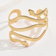 Bohemian Snake Pendants Charm Upper Bracelet Arm Chain Metal Hollow Out Geometric Pattern Retro Arm Cuff Bangle Body Jewelry - Yellow Gold - View 2