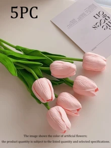 3 Peças Flores de Tulipa Artificiais, Branco/Rosa/Amarelo/Vermelho, Adequadas para Decoração Doméstica, Decoração de Sala de Estar/Quarto, Plantas Artificiais, Decoração de Primavera, Casamento, Quarto, Mesa, Decoração de Jardim, Acessórios de Quarto, Decoração de Primavera, Presente de Verão, Presente para Ele, Presente para Ela - Multicolorido - Visão 27