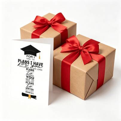 1 Christian Graduation Card With Envelope - Bible Verse Graduation Card - Inspirational Gift For Family, Friends, Classmates, Blank Inside For Writing