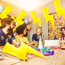 5 piezas Globos con forma de rayo dorado, para decoración de fiesta de cumpleaños y boda, suministros de fiesta con forma de rayo, accesorios de moda - Rayo amarillo - Ver 1