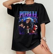 Pitbull Mr. Worldwide Collage T-Shirt | 2026 European Tour Oversize Fan Shirt Black - Black - View 8