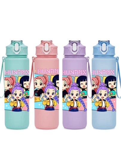 Mattel 800毫升时尚少女组塑料水杯 - 可爱图案设计，可重复使用户外运动水壶，带吸管和盖子，是母亲节、夏季运动、旅行、父亲节或毕业典礼的完美礼物。也是理想的露营装备。