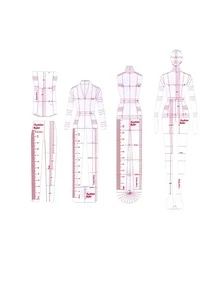 1pc Fashion Design Ruler,Body Template Ruler,Design Technique Tool,Women's Clothing Design Human Body Fashion Dynamic Diagram Ruler Hand-Painted Model Effect Diagram Template,Creative Transparent Acrylic Ruler Ruler Simple Scale Plastic Drawing Ruler - Multicolor - View 2