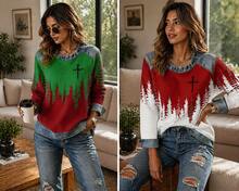 Women's Graphic Print Sweatshirt Round Neck Long Sleeve Casual Pullover Loose Fit Top - Grey - View 7