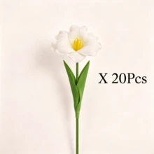 20支白色漸層人造鬱金香，逼真PU鬱金香花束，適用於居家裝飾、婚禮派對中心裝飾、情人節、母親節、生日禮物、客廳佈置 - 彩色 - 查看 18
