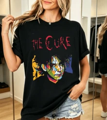 The Cure Retro Classic Singer Print Unisex T-Shirt For Women, Round Neck, 100% Cotton - Black - View 7