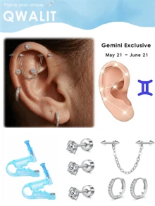 20G Kit desechable de pistola para perforar orejas, incluye pendientes, herramienta de autoperforación de orejas para uso en el hogar - Multicolor - Ver 2