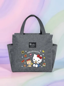 SANRIO 1个Hello Kitty保温午餐包，卡通印花便携式午餐袋，便当袋，书包，轻便，可重复使用，防漏，多功能设计，带前袋和耐用拉链 - 适合返校、办公、户外露营 - 彩色 - 查看 11