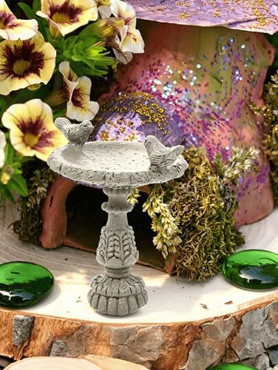 Chậu tắm chim nhỏ tối giản, vật trang trí sân vườn mini tinh tế, phù hợp cho nhà búp bê và trang trí nhà cửa, với thiết kế màu kaki độc đáo, hoàn hảo để tạo hiệu ứng trang trí khác biệt.