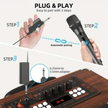 Portable Handheld Wireless Microphone, Professional Unidirectional Dynamic Coil With Mute Function, 6.35mm Plug, Singing Microphone, 1 To 2 Wireless Microphones, Professional Handheld Microphone, Suitable For Karaoke, Party, Church, Performance Recording, 800mAh Battery - View 6