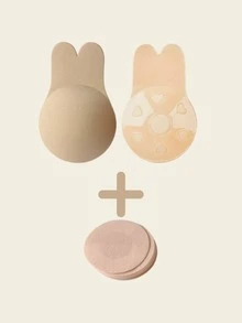 Invisible Adhesive Bra Kit, Breast Lifting Tape, Silicone Nipple Protector, Strapless Up Effect, Bunny Breast Cover, Party Dresses, Dates, Weddings, Travel, Holidays, Festivals, Brides, Summer, Strapless Lingerie, Backless Invisible Bra, Women's Lingerie Accessory Kit - 杏色 - 查看 8