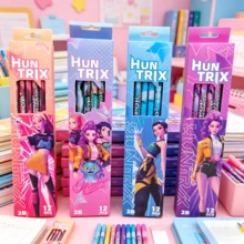 12pcs 2B Pencils With Cartoon Prints, Wooden Pencils With Graphite Leads, Suitable For Students, School, Exams And Art Drawing (Random Styles) - Multicolor - View 7