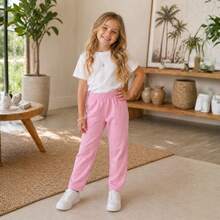 Children's Unisex Fleece Pants Set, Sizes 4 To 8 Years | Thick Winter Pants For Children | Fleece Pants For Girls And Boys - Light Pink - View 1