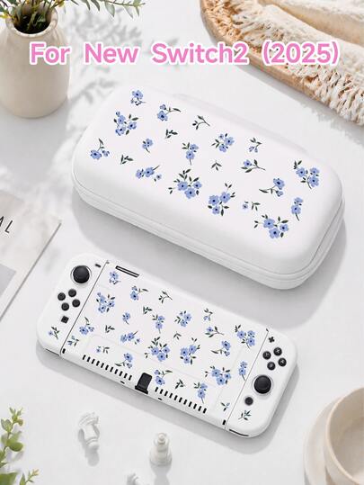 1pc Floral Plant Pattern Protective Case, Compatible With Switch 2 (2025), For Nintendo Switch NS/Switch OLED, Accessories For Switch 2 Console, Storage Bag, Switch Protective Cover, Romantic Gift For Switch Players