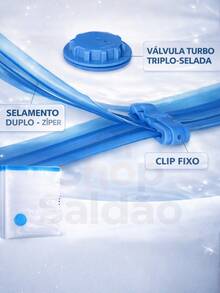 Kit Of 10 Vacuum Storage Bags For Clothes, 3 Sizes: 5 - 50x60cm / 3 - 60x80cm / 2 - 70x110cm For Travel + 1 Manual Pump - Clear - View 5