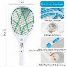Electric Mosquito Racket, Rechargeable Repellent Racket, Three-Layer Encrypted Protective Net To Prevent Accidental Contact, High-Voltage Net For Rapid Mosquito Killing, Easily Repels Mosquitoes, Flies, And Other Flying Insects. Rechargeable And ,  And , Portable Handheld, Suitable For Home, Dorm, Outdoor Camping, Insect Exterminator, Electric Mosquito Racket - US A Type Plug(110-127V) - View 2