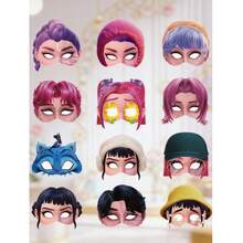 12 chiếc mặt nạ giấy nửa mặt chủ đề quỷ dữ nhóm nhạc K-Pop, thích hợp cho dạ hội hóa trang, tiệc hoạt hình anime, quà tặng sự kiện dành cho người hâm mộ, kiểu dáng ngẫu nhiên. - Nhiều màu - Xem 7