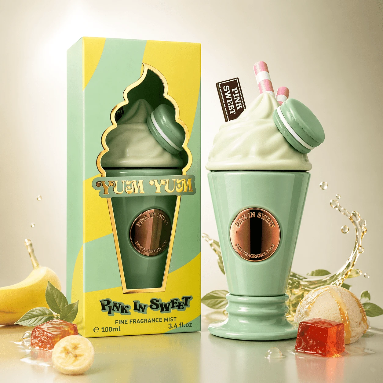 Ard Al Zaafaran PINK IN SWEET Yum Yum Green Fragrance Mist 100ml – Fresh, Green, Fruity Scent For Women - vui tươi - Xem 1