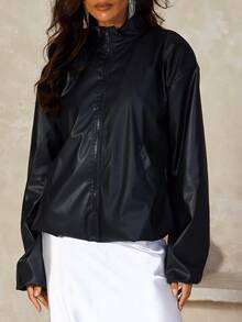 Premium Leather Lined Luxury Bomber Jacket For Autumn And Winter - màu đen - Xem 10
