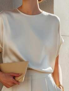 Women's Woven Solid Color Top, Suitable For Vacation, Home, Single Party, Summer - Off-white - View 6