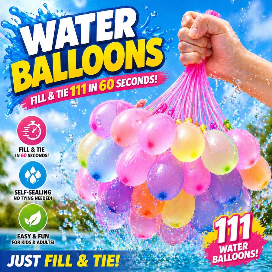 1 Set Rapid-Filling Self-Sealing Water Bomb Balloons, Tropical Colored Summer Fun Toys, Thickened Latex Water Fight Balloons For Outdoor Beach, Pool And Party Gamesing Self-Sealing Water Bomb Balloons, Tropical Colored Summer Fun Toys, Thickened Latex Water Fight Balloons For Outdoor Beach, Pool And Party Games - 彩色 - 查看 1