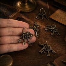 Mini Retro Keychain Set, Antique Key Pendant Ornament, Magical Retro Key Charm, Medieval-Style Creative Dollhouse Decoration, DIY Handmade Decorative Gift. - one-size - View 2