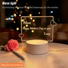 DIY 手寫 3D 壓克力夜燈，USB 暖光臥室燈，臥室照明夜燈，雙心貓形訊息燈（可選），創意禮品燈，情人節、母親節、父親節、開學季、生日禮物，臥室、書房、客廳裝飾燈 - 多色 - 查看 2