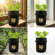 4pcs Felt Planting Bags, Breathable Fabric Planting Pots Suitable For Garden Beds And Vegetables, Gardening Supplies For Yard And Garden, Essential Gardening Necessities - Multicolor - View 3