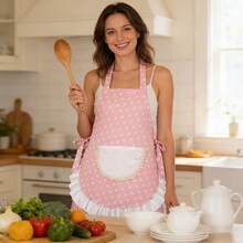 23.6inch*26inch Women's Kitchen Apron With Pockets, Women's Cooking Apron, Retro Apron For Baking Gardening, Christmas Gift - A - View 7