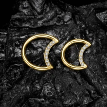 1pc G23 Titanium Moon CZ 16G Septum Nose Rings Hoop Piercing Cartilage Segment Clickers Helix Cartilage Tragus Earring Women Body Jewelry - Moon-shaped Perforated Jewelry - View 6