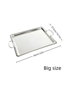 ALMAMARA 1/2/3pcs Luxury Silver Rectangular Decorative Tray, Embossed With Exquisite Floral Pattern, Featuring Premium Woven Edge And Curved Metal Handles, Elegant Multi-Purpose Decorative Tray, Suitable For Tea, Coffee, Party, Wedding And High-End Home Decor - Multicolor - View 18