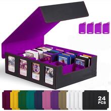 Caja de cartas con soporte para 4 portacartas, puede contener talla grande de 3200 cartas, con 24 divisores de colores, caja de mazo Commander con ventana para juegos de cartas - Multicolor - Ver 12