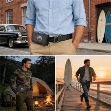 Men's Multifunctional Mobile Phone Waist Bag (Available In Single-Layer/Double-Layer Specifications), Unique "1956" Letter Print, Men's Retro Style Outdoor Tactical Waist Bag - Multicolor - View 5