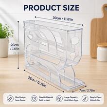 4-Tier Auto-Rolling Egg Holder For Refrigerator, 30 Egg Capacity Fridge Organizer, Slim 7cm (2.8in) Width Space-Saving Egg Storage Tray, Frosted Clear Plastic Egg Dispenser For Kitchen Countertop & Fridge Door, 1PC/2PC - 透明白[4層約30蛋] - 查看 4