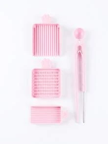 4pcs Cute Pink Cat Paw Shaped Sorting Tool Set, Including Sorting Tray, Storage Box And Tweezers. Suitable For Children And Adults DIY Use, Applicable To Bead Assembly, Jewelry Making And Bead Decoration Organization Kit. - Multicolor - View 7