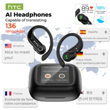 Auriculares inalámbricos Bluetooth HTC NE61, monitoreo de frecuencia cardíaca, resistente al agua IPX5, hasta 45 horas de duración de la batería, incluye estuche de carga, auriculares con cancelación de ruido y pantalla táctil LCD a color, compatible con iOS y Android - Negro - Ver 12