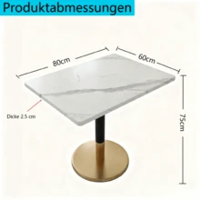 Modern Rectangle Dining Table For 2 Small Kitchen Table With White Marble Pattern Wood Desktop And Black Metal Pillar Negotiation Table With Gold Base For Dining Room Kichen Office Meeting Room 80*60c - 白色 - 查看 2