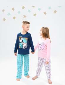 6-Piece Boys' Glow-In-The-Dark Pajama Set - 3 Long-Sleeved Shirts + 3 Pants - 1套睡衣(1件長袖上衣+1條褲) - 查看 6