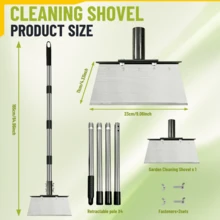 Multifunctional Garden Cleaning Shovel, Heavy Duty Steel Flat Shovel With 59" Adjustable Handle, Snow Ice Scraper, Outdoor Spade Tool For Weeding, Lawn Edging, Digging, Ice Removal - Assembled Shovel - View 2