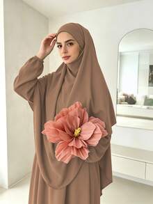 Bộ 2 món váy Abaya Khimar rộng rãi, thoải mái bằng vải Nida dành cho nữ, thích hợp cho việc cầu nguyện ngoài trời, phù hợp cho mọi mùa, trang phục Hồi giáo, khăn trùm đầu cầu nguyện (Hijab), trang phục ngày lễ. - Nhiều màu - Xem 30