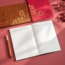 個性化生日花卉筆記本套裝，客製化姓名雕刻日記本附筆與禮盒，A5 扣合式筆記本，適合女性、伴娘、老師的絕佳禮物選擇，畢業學校用品 - 國風塔本 - 查看 9